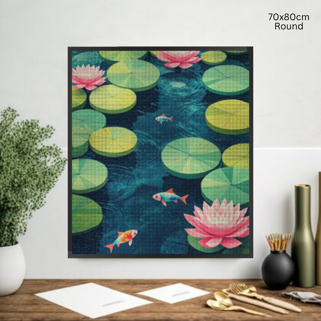 Lotus Pond: Diamond Painting Collection
