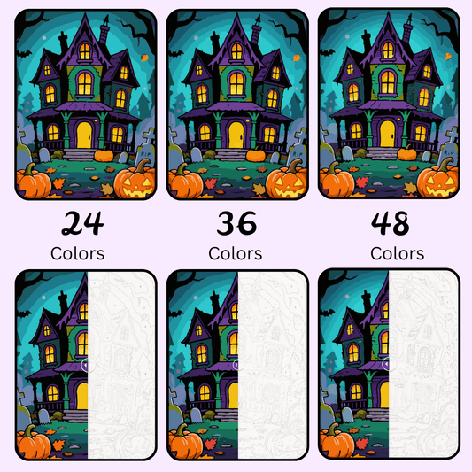 Haunted Glow Manor: Paint-by-Number Halloween Collection (24/36/48 colors | No Frame)