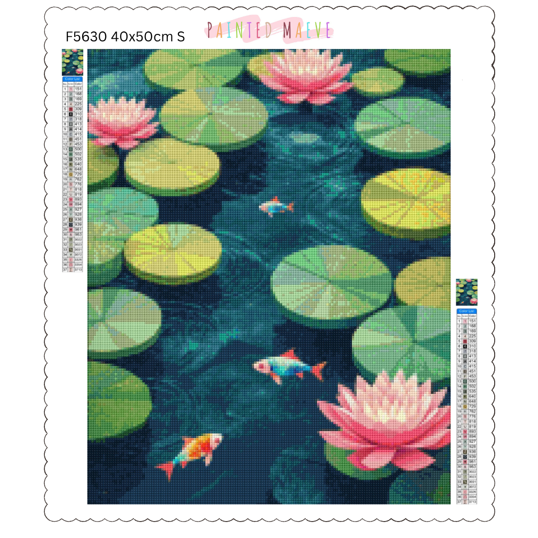 Lotus Pond: Diamond Painting Collection