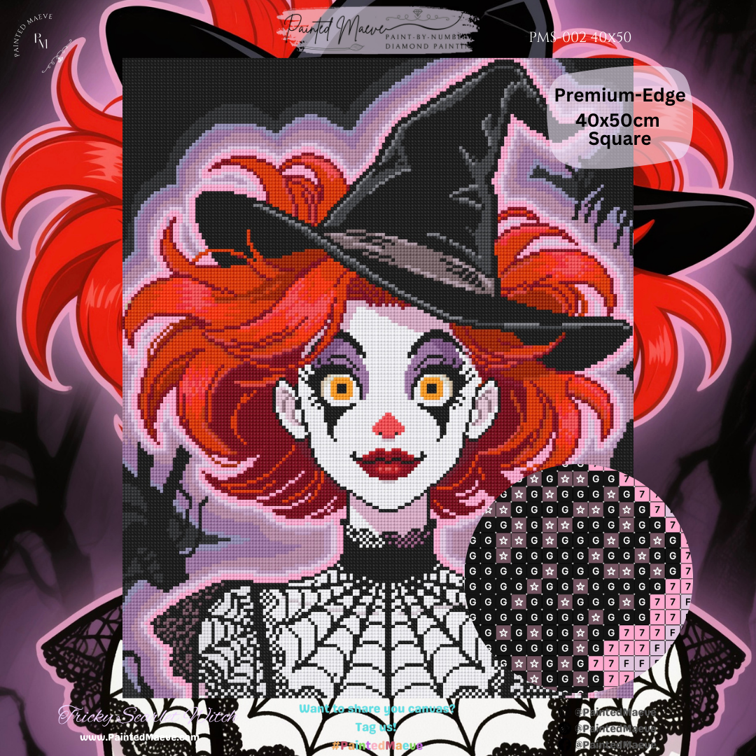 Tricky Scarlet Witch: Hand-Rendered Diamond Painting Halloween Collection
