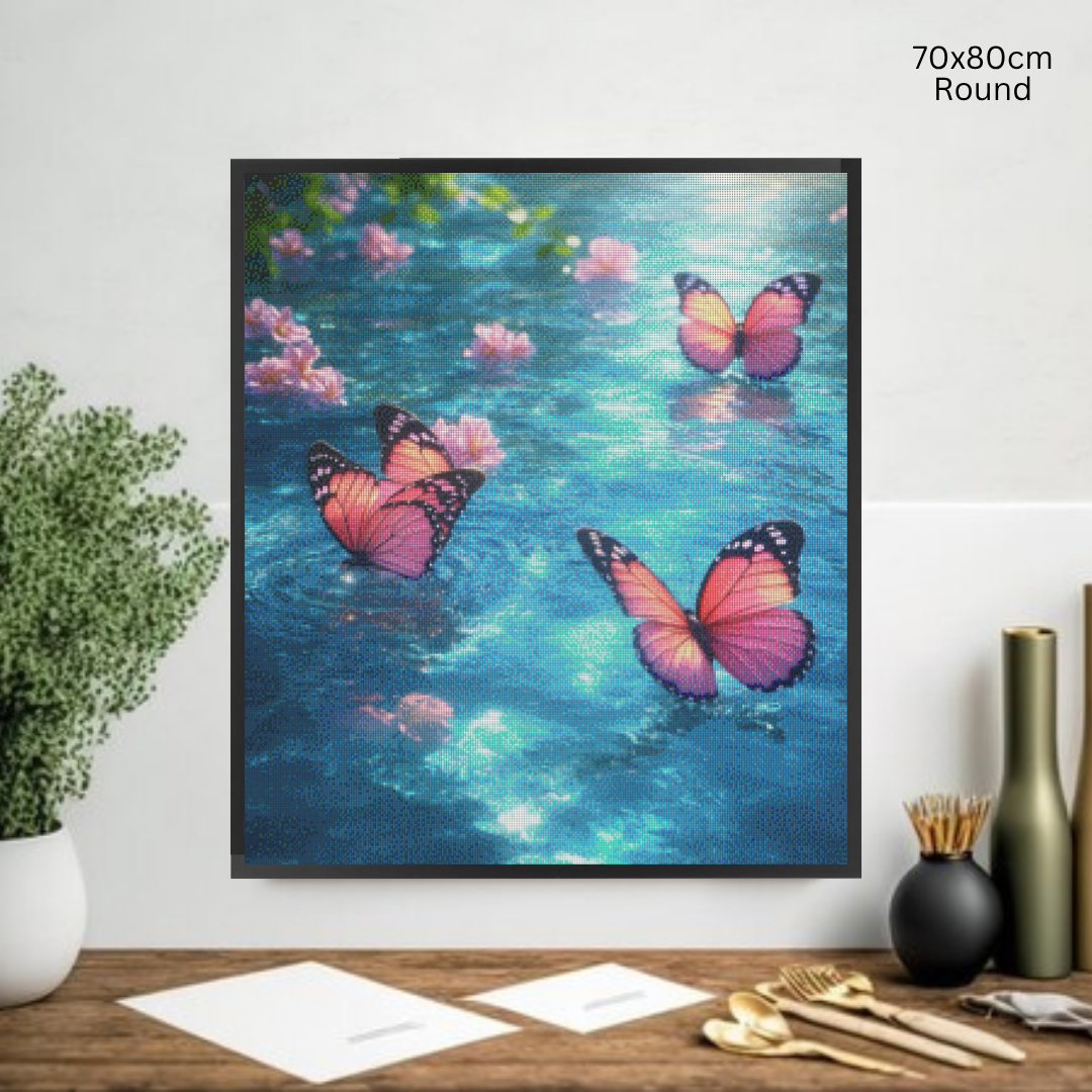 Delicate Blush Wings: Diamond Painting Collection