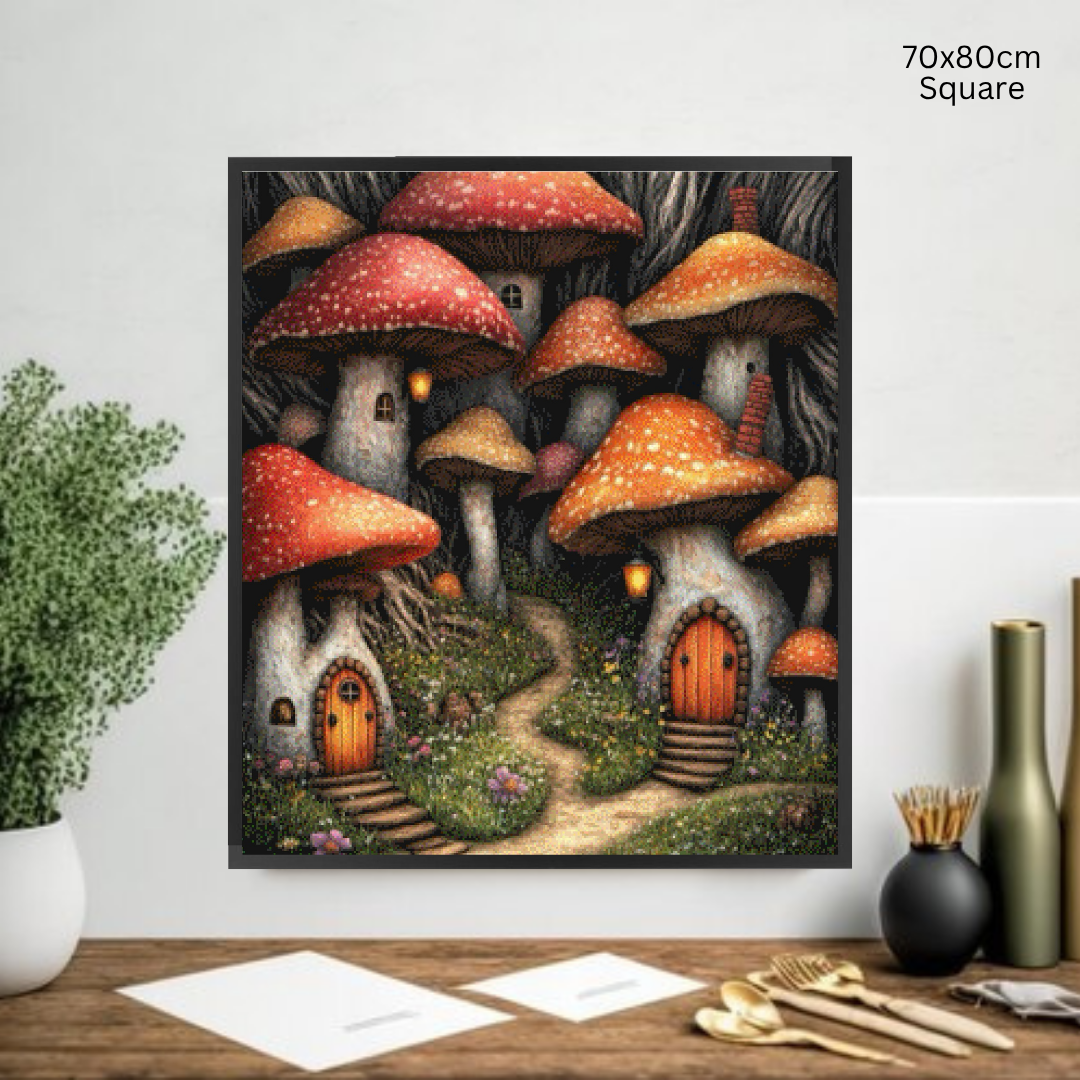 Tiny Mushroom Village: Diamond Painting Collection