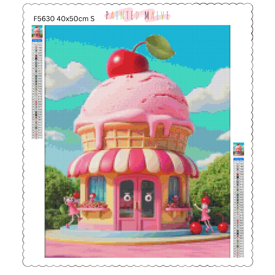 Strawberry Ice Cream Shop: Diamond Painting Collection