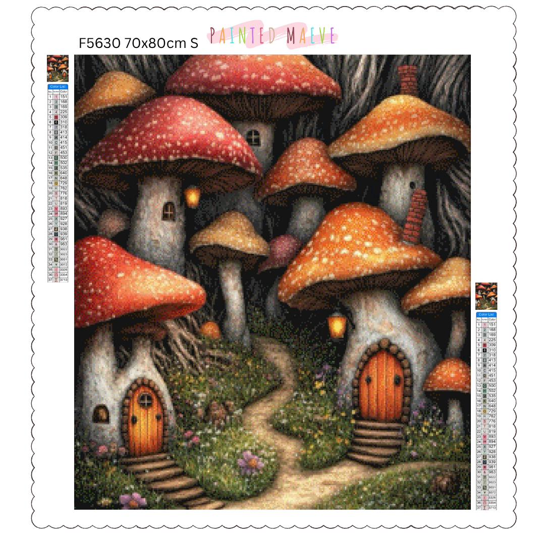 Tiny Mushroom Village: Diamond Painting Collection