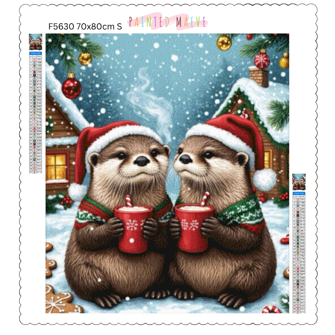 Otters and Cocoa: Diamond Painting Christmas Collection