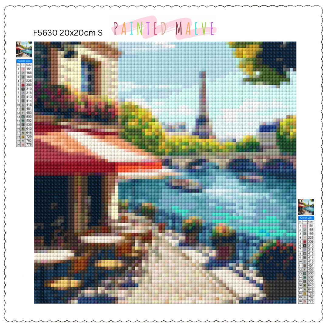 Eiffel's Riverside Charm: Diamond Painting Collection