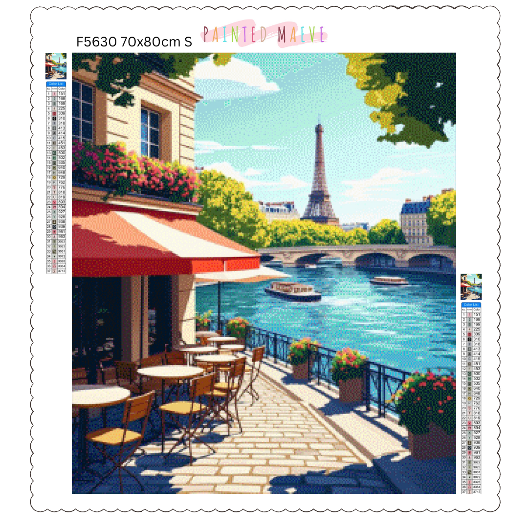 Eiffel's Riverside Charm: Diamond Painting Collection