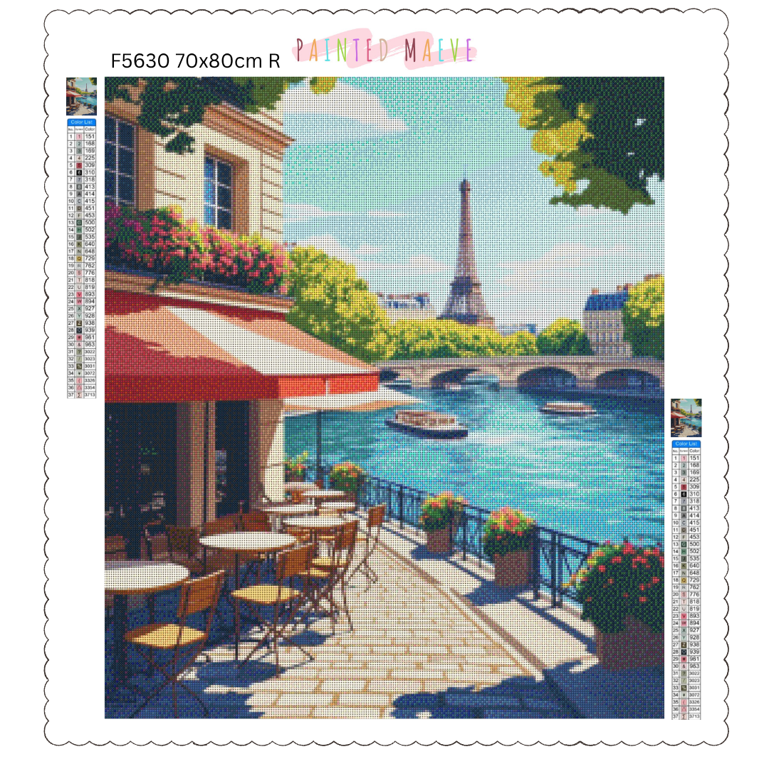 Eiffel's Riverside Charm: Diamond Painting Collection