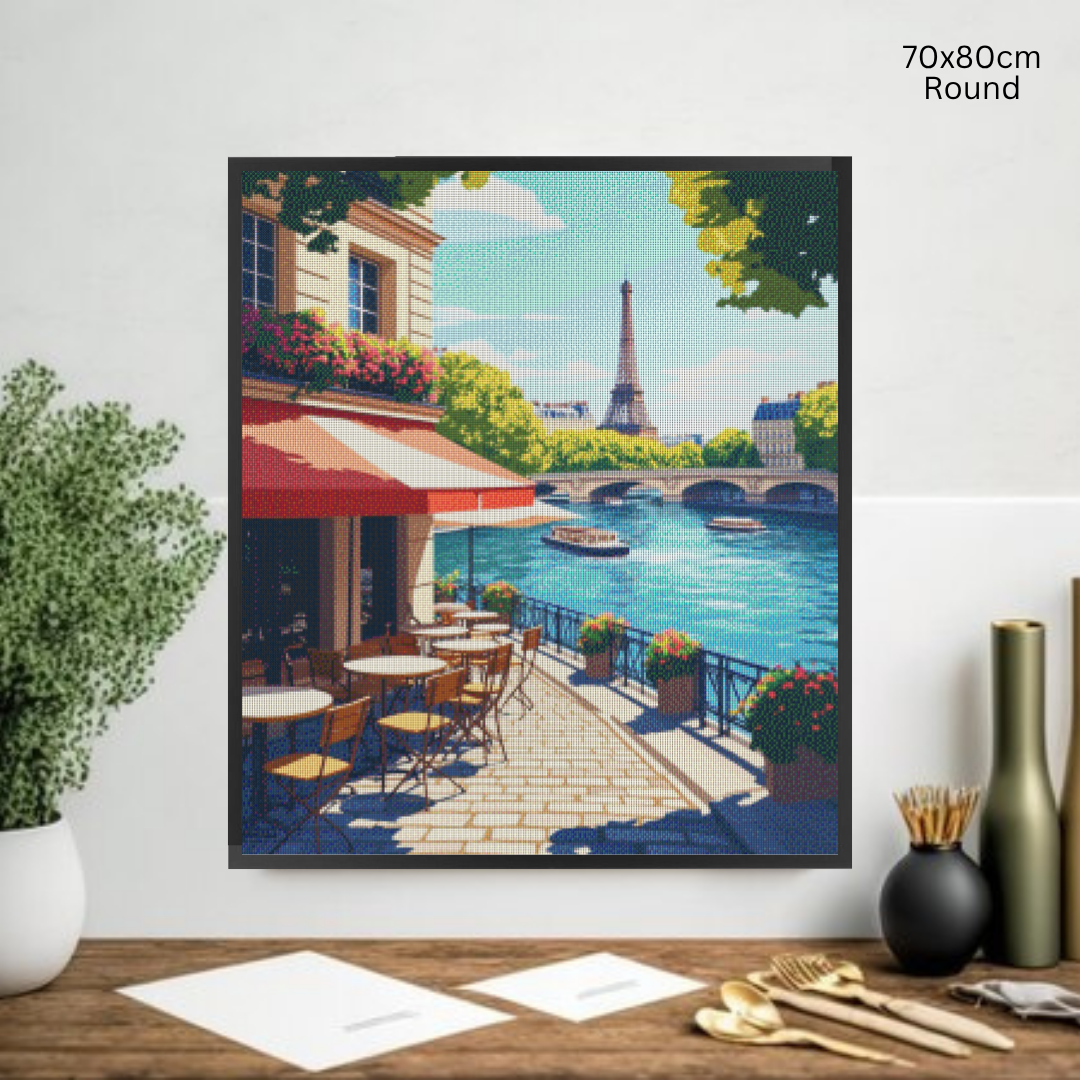 Eiffel's Riverside Charm: Diamond Painting Collection