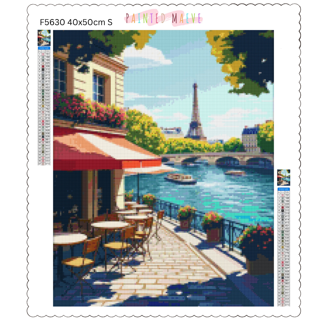 Eiffel's Riverside Charm: Diamond Painting Collection
