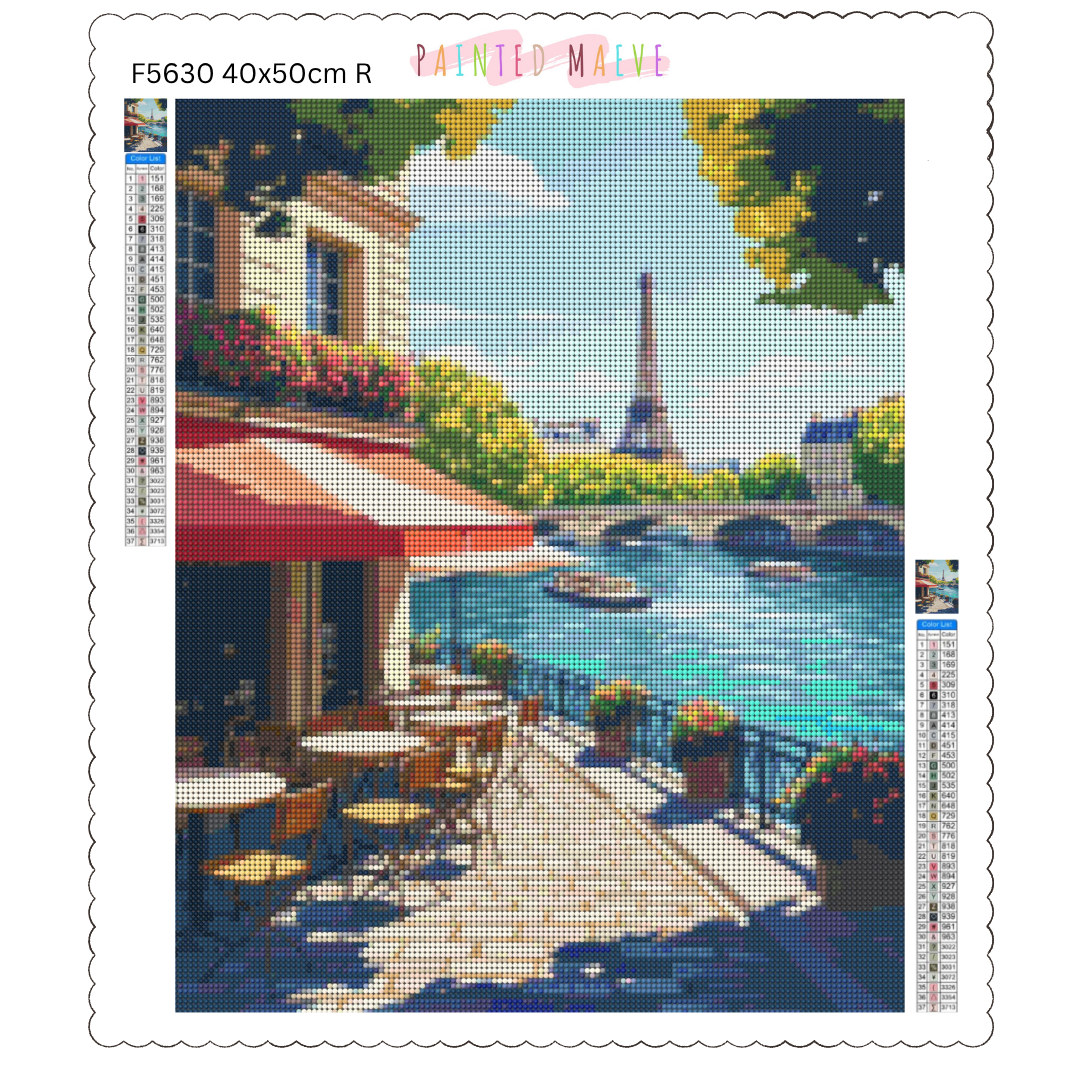 Eiffel's Riverside Charm: Diamond Painting Collection