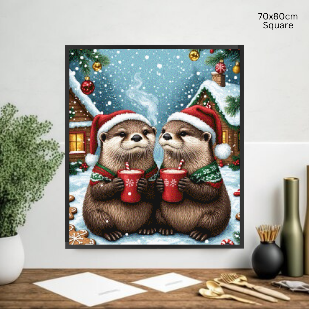 Otters and Cocoa: Diamond Painting Christmas Collection