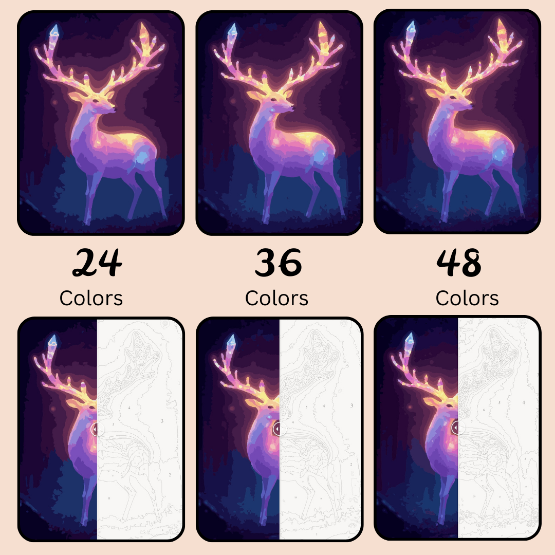 Antler Glow: Paint-by-Number Collection (24/36/48 colors | No Frame)