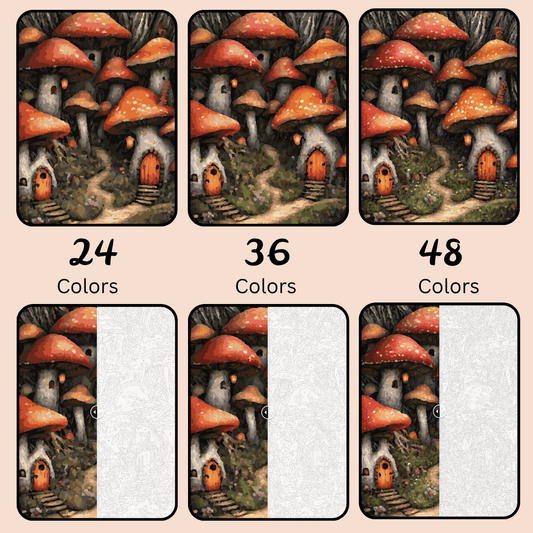 Tiny Mushroom Village: Paint-by-Number Collection (24/36/48 colors | No Frame)