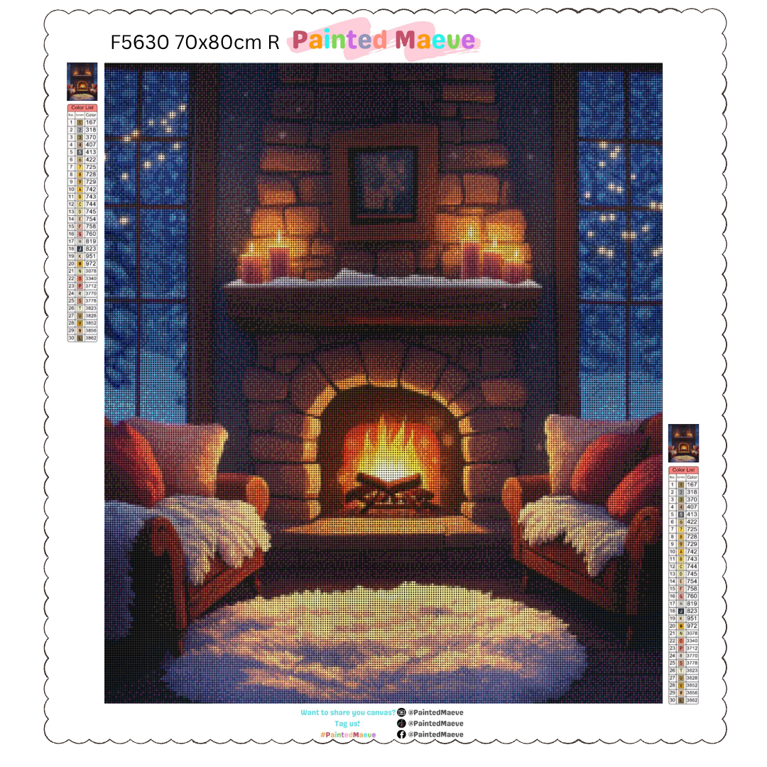 Snowy Fireplace: Diamond Painting Christmas Collection
