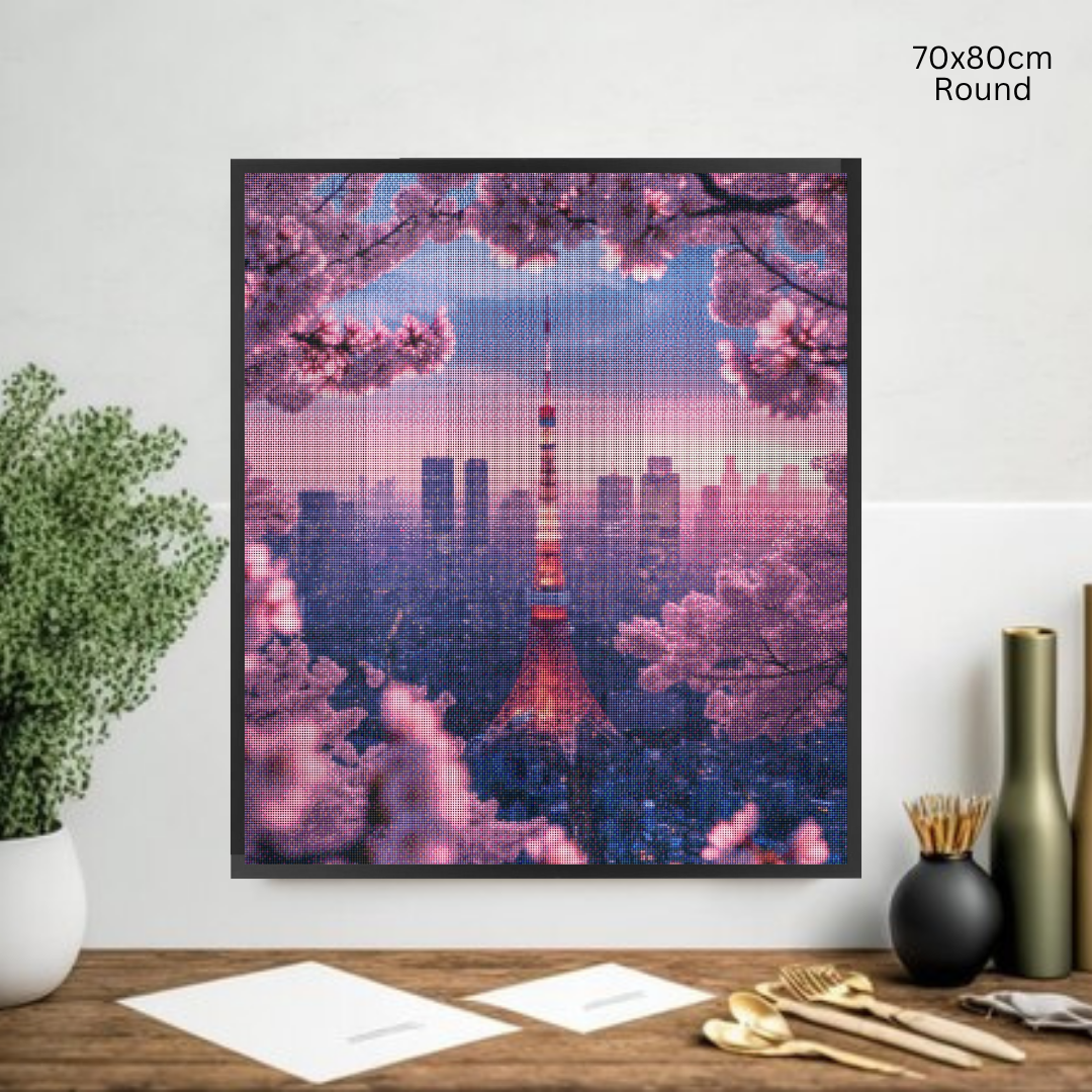 Cherry Blossom Glow: Diamond Painting Collection