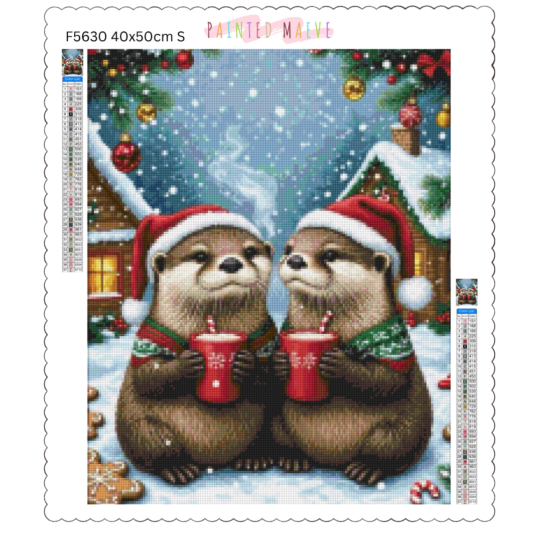 Otters and Cocoa: Diamond Painting Christmas Collection