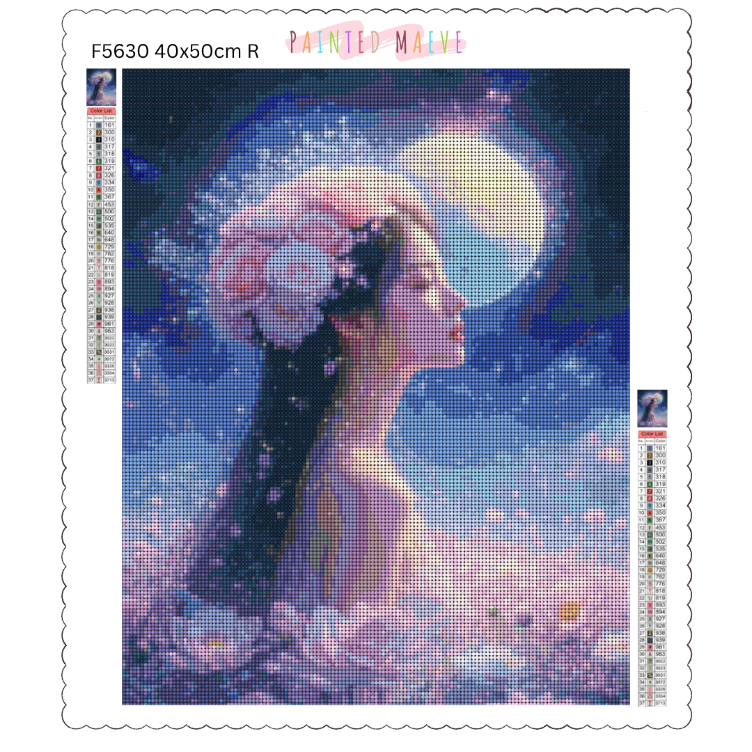 Moonlit Blossom Enchantress: Diamond Painting Collection