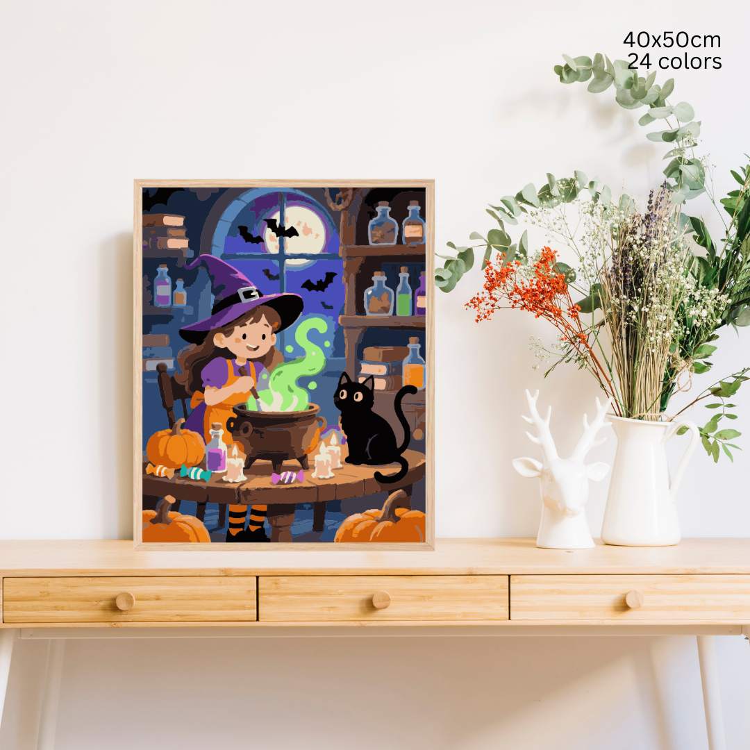 Potion & Purrs: Paint-by-Number Halloween Collection (24/36/48 colors | No Frame)