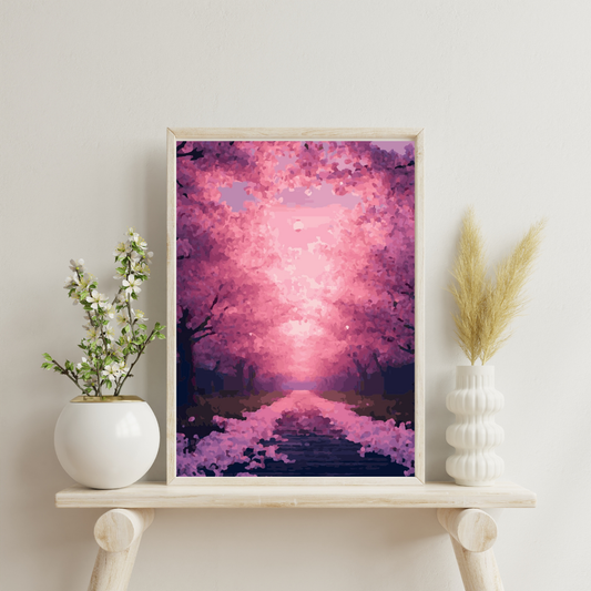 Cherry Blossom Stroll: Paint-by-Number Collection (24/36/48 colors | No Frame)
