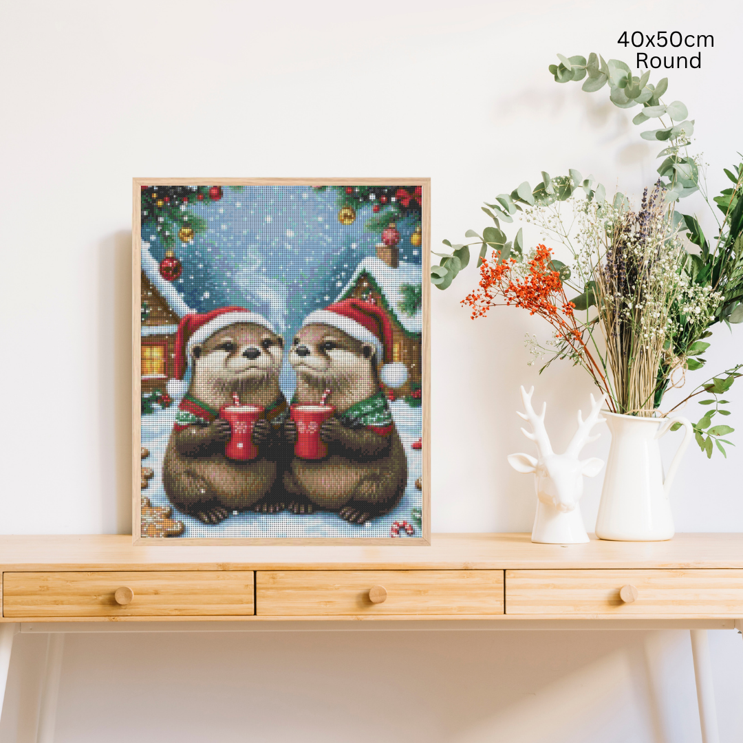 Otters and Cocoa: Diamond Painting Christmas Collection
