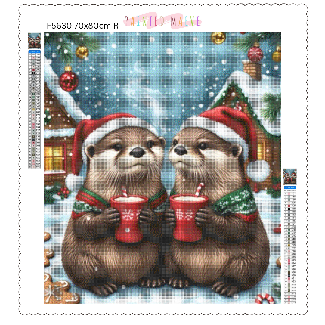 Otters and Cocoa: Diamond Painting Christmas Collection