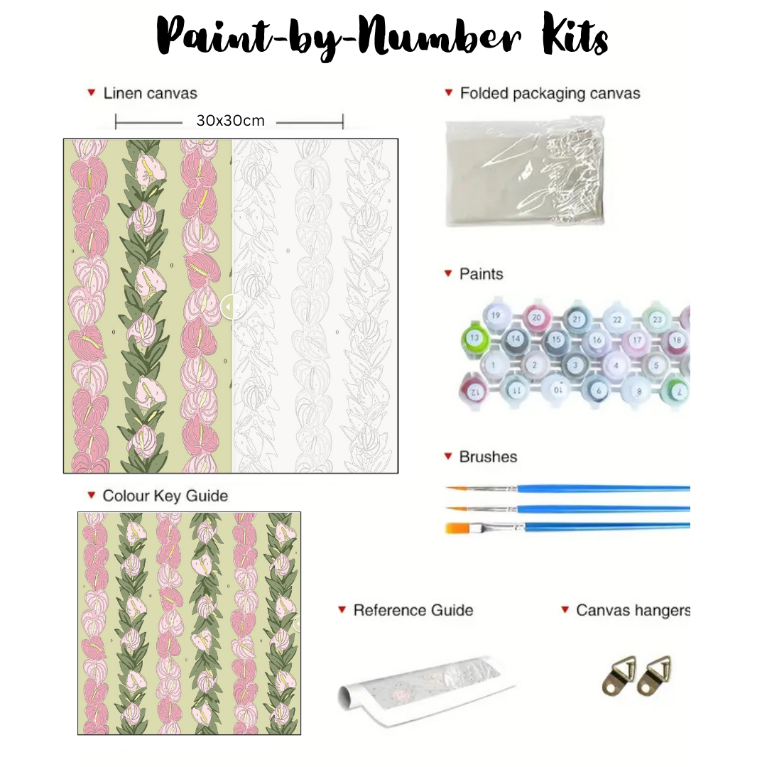 Anthurium Lei: Paint-by-Number Collection (24/36/48 colors | No Frame)