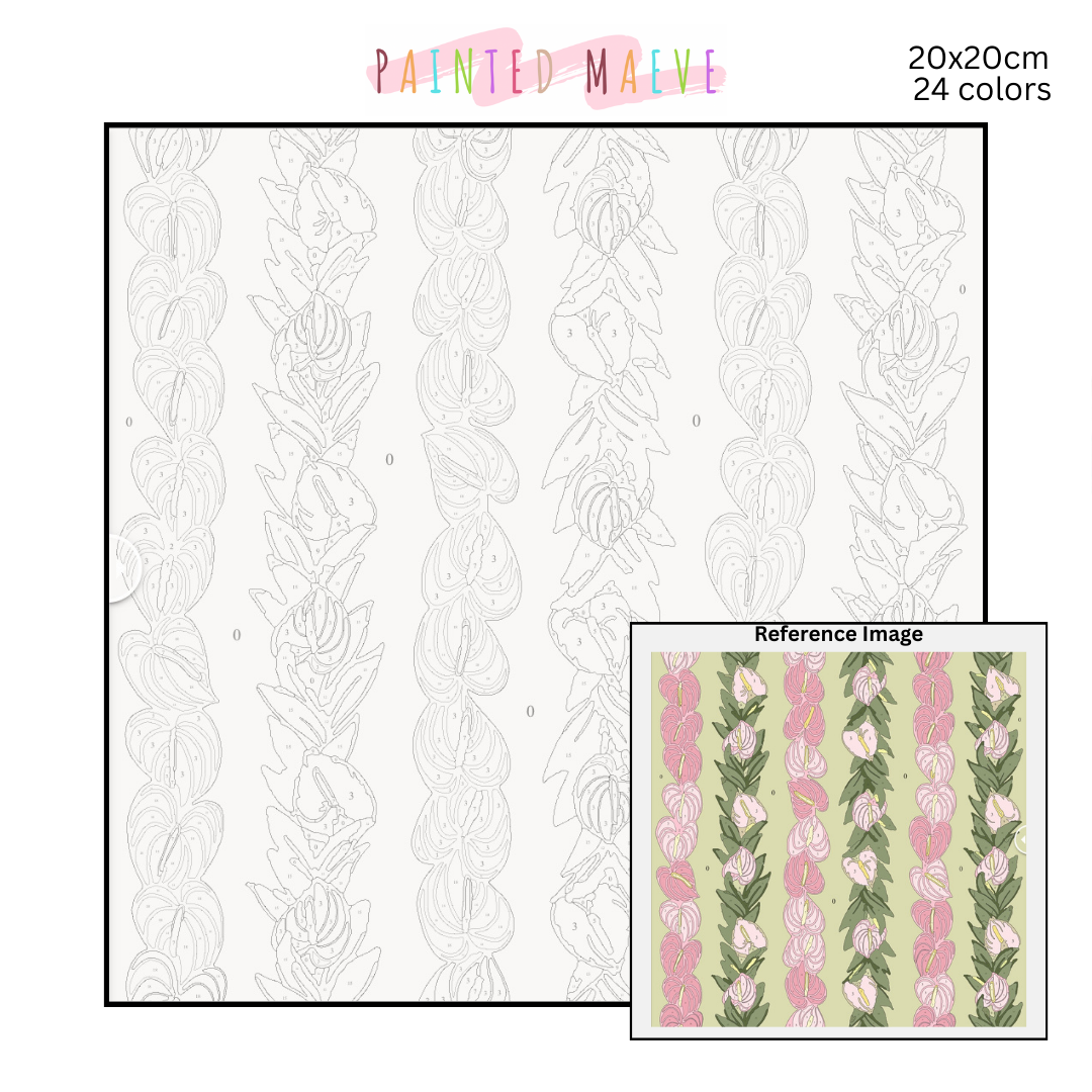 Anthurium Lei: Paint-by-Number Collection (24/36/48 colors | No Frame)