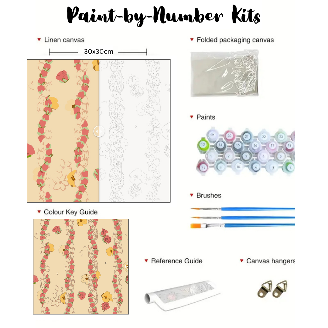 Twisted Pikake & Rosebud Lei: Paint-by-Number Collection (24/36/48 colors | No Frame)