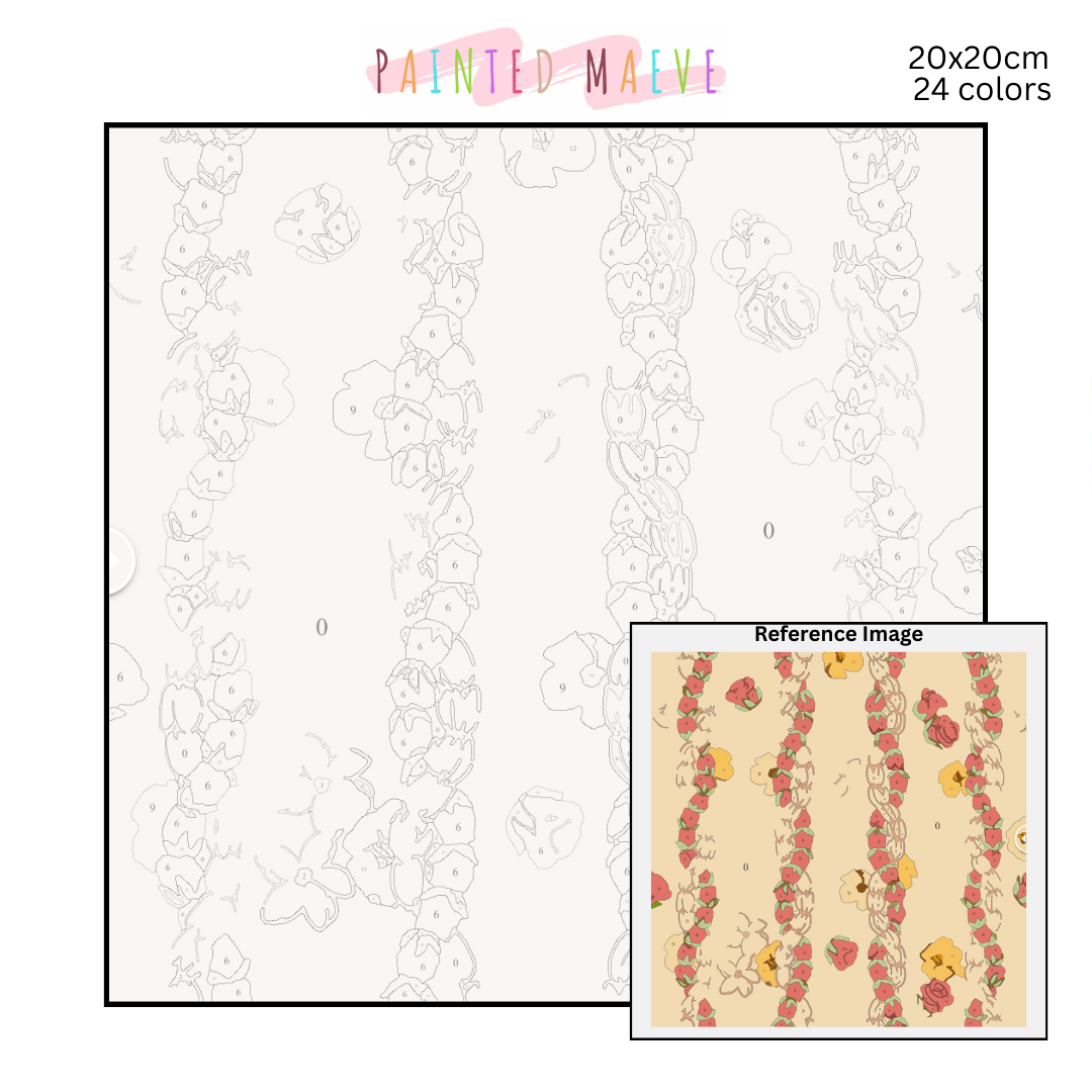Twisted Pikake & Rosebud Lei: Paint-by-Number Collection (24/36/48 colors | No Frame)