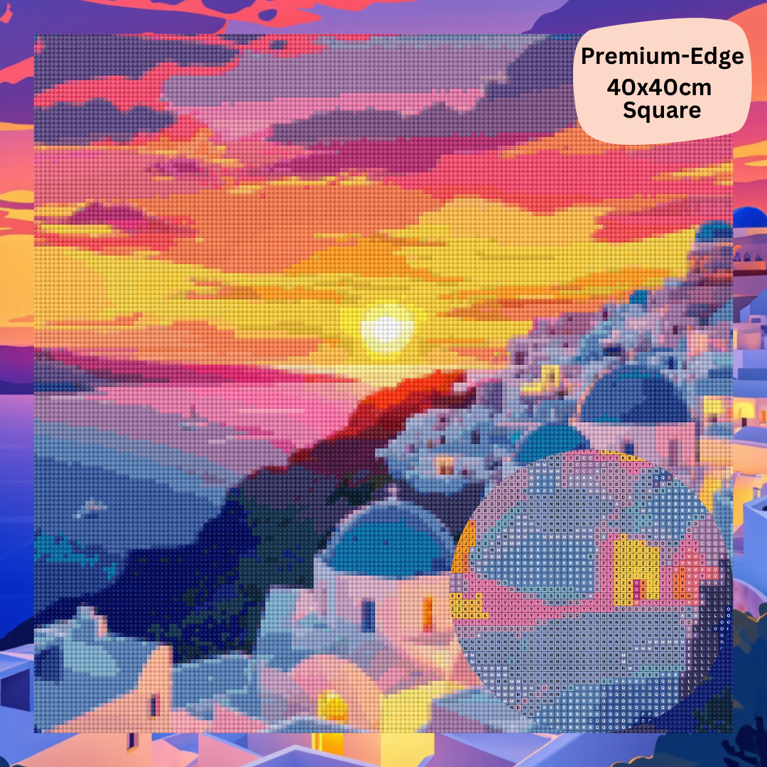 Sunset Over Santorini: Diamond Painting Collection