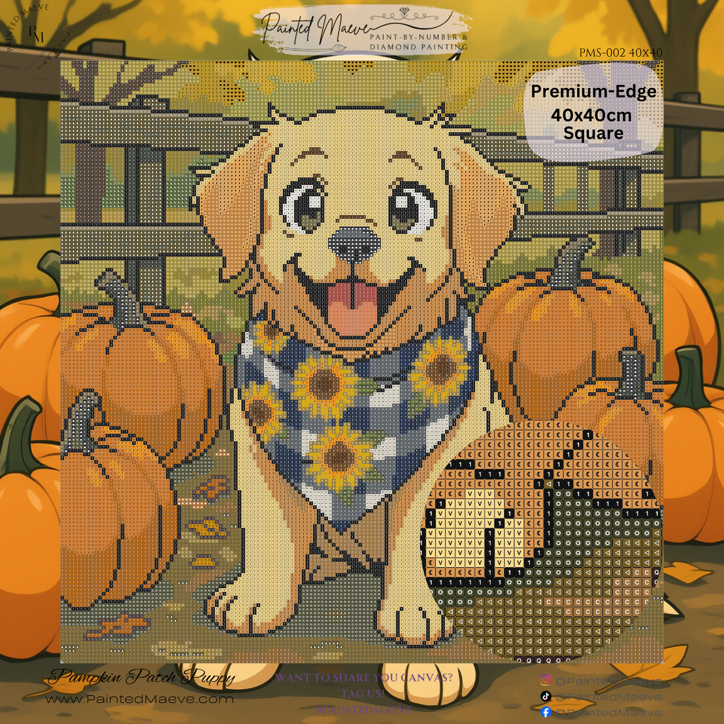 Pumpkin Patch Puppy: Hand-Rendered Diamond Painting Collection