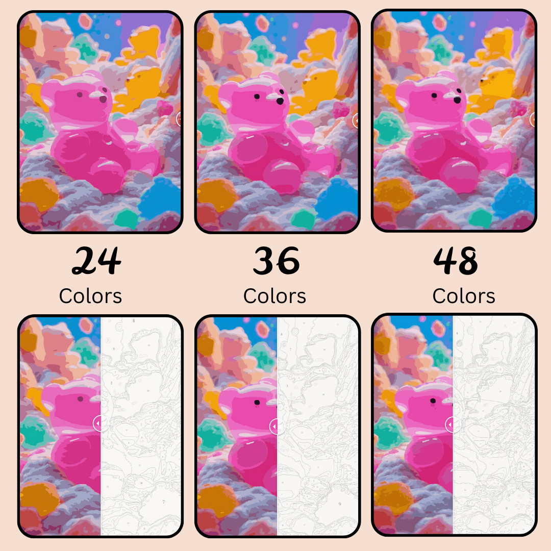 Gummy Galore : Paint-by-Number Collection (24/36/48 colors | No Frame)