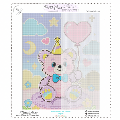 Party Teddy: Hand-Rendered Diamond Painting Collection
