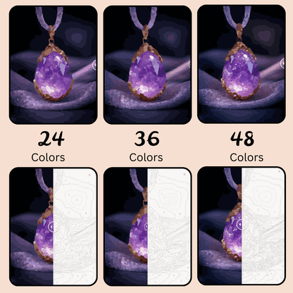 Mystic Amethyst Pendant: Paint-by-Number Collection (24/36/48 colors | No Frame)