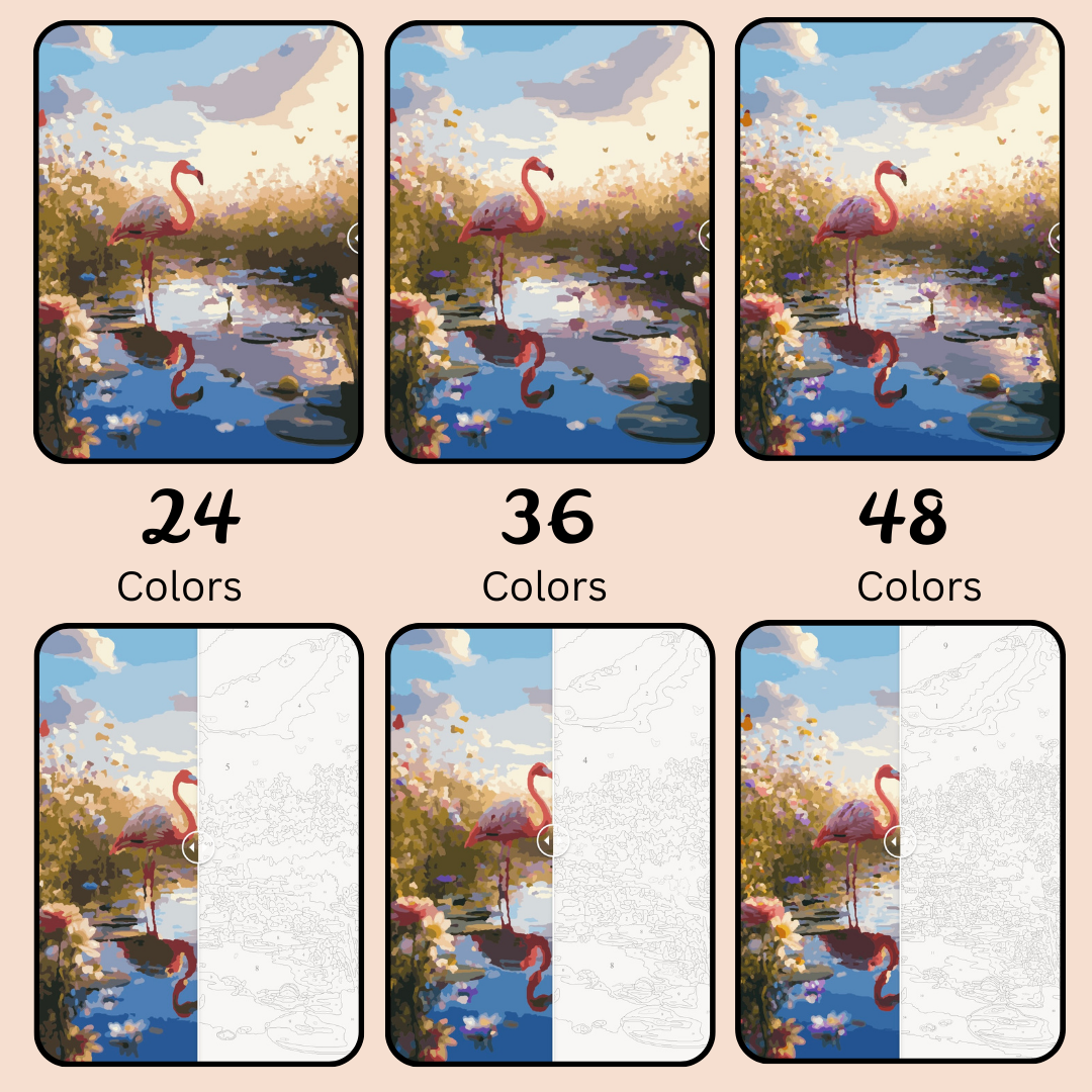 Flamingo Dance: Paint-by-Number Collection (24/36/48 colors | No Frame)