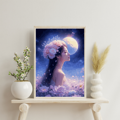 Moonlit Blossom Enchantress: Paint-by-Number Collection (24/36/48 colors | No Frame)