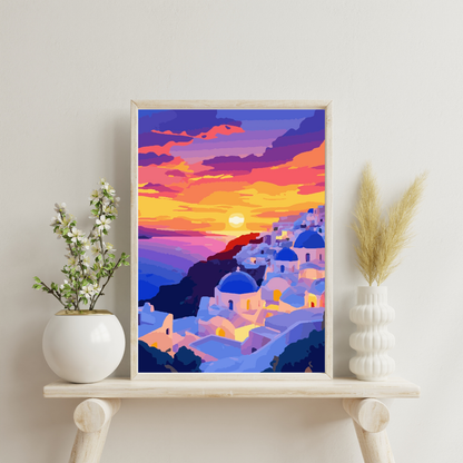 Sunset Over Santorini: Paint-by-Number Collection (24/36/48 colors | No Frame)