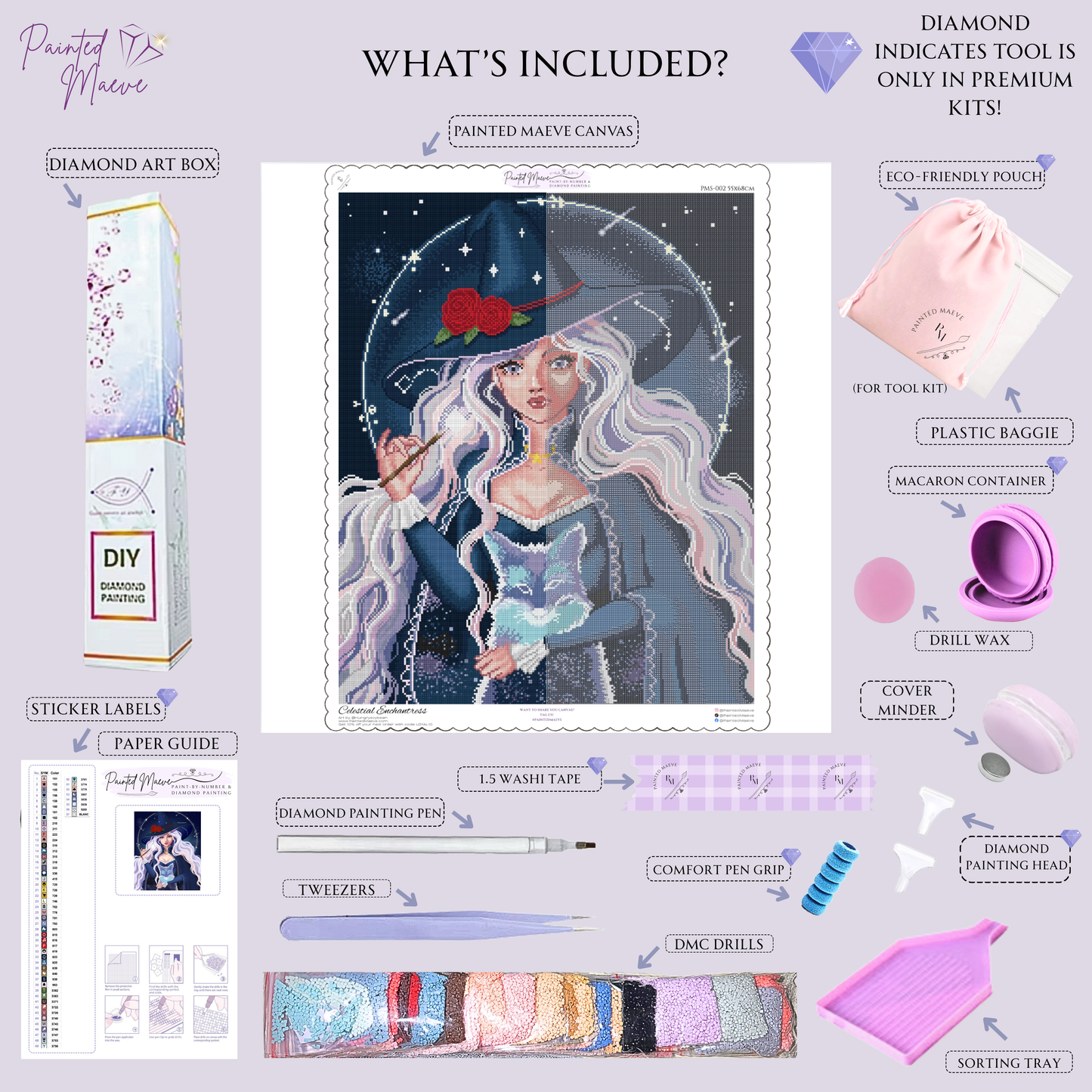 Celestial Enchantress: Hand-Rendered Diamond Painting