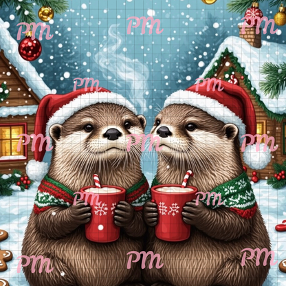Otters and Cocoa: Diamond Painting Christmas Collection