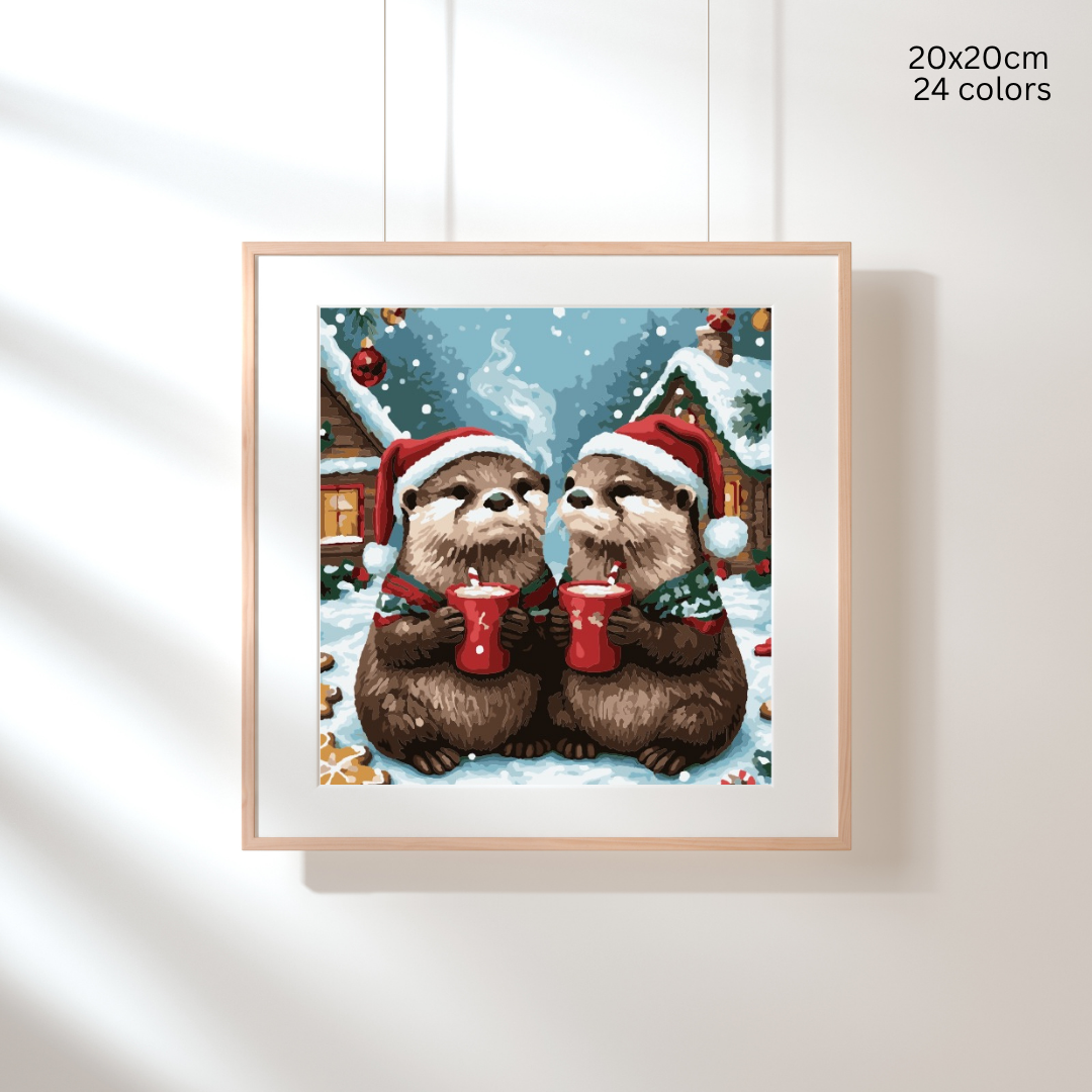 Otters & Cocoa: Paint-by-Number Christmas Collection (24/36/48 colors | No Frame)