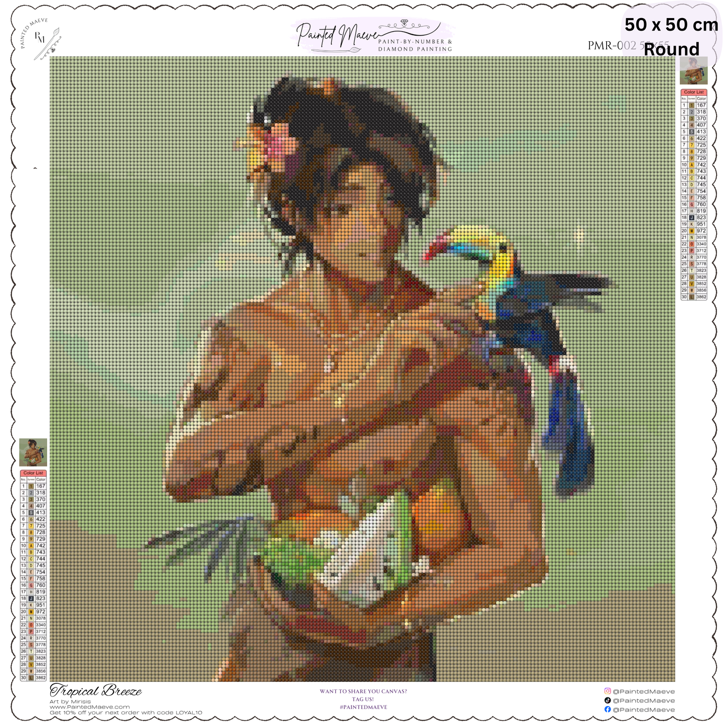 Tropical Breeze: Hybrid-Rendered Diamond Painting