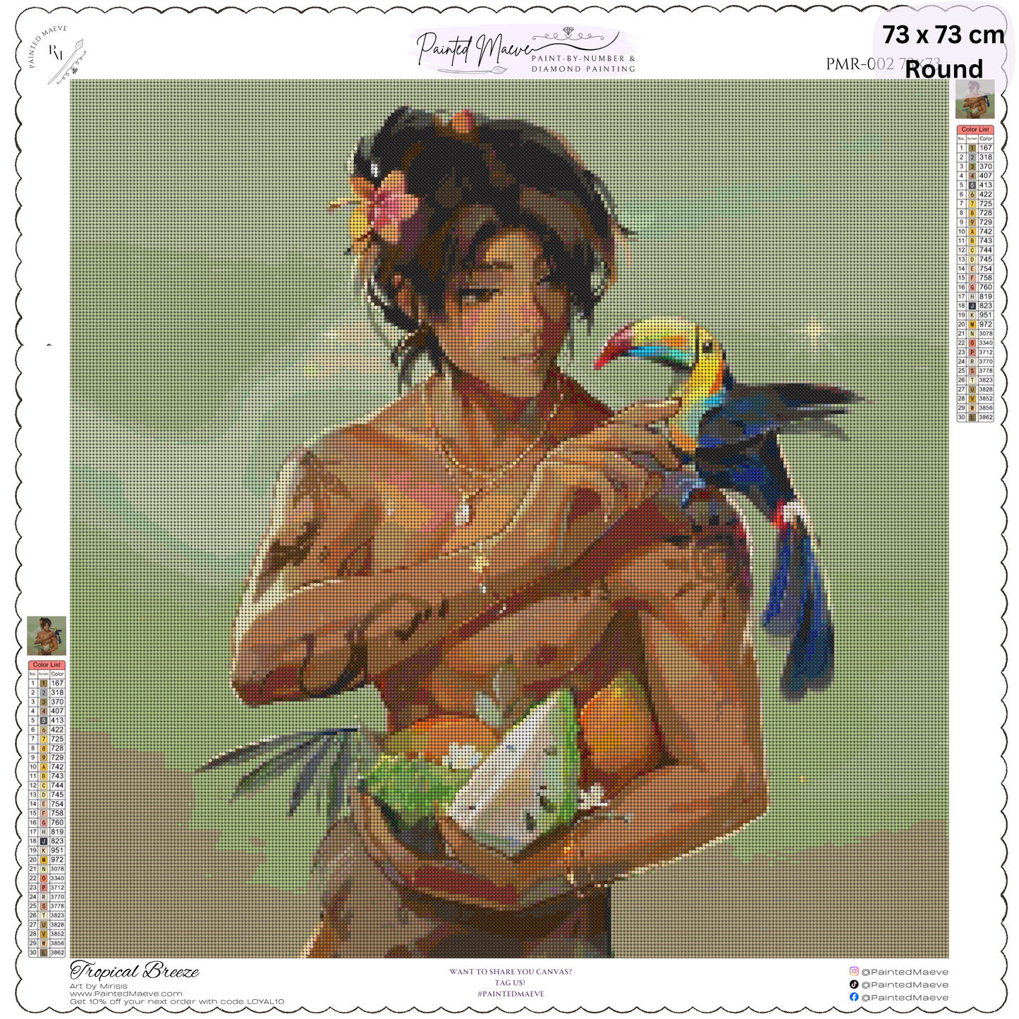 Tropical Breeze: Hybrid-Rendered Diamond Painting