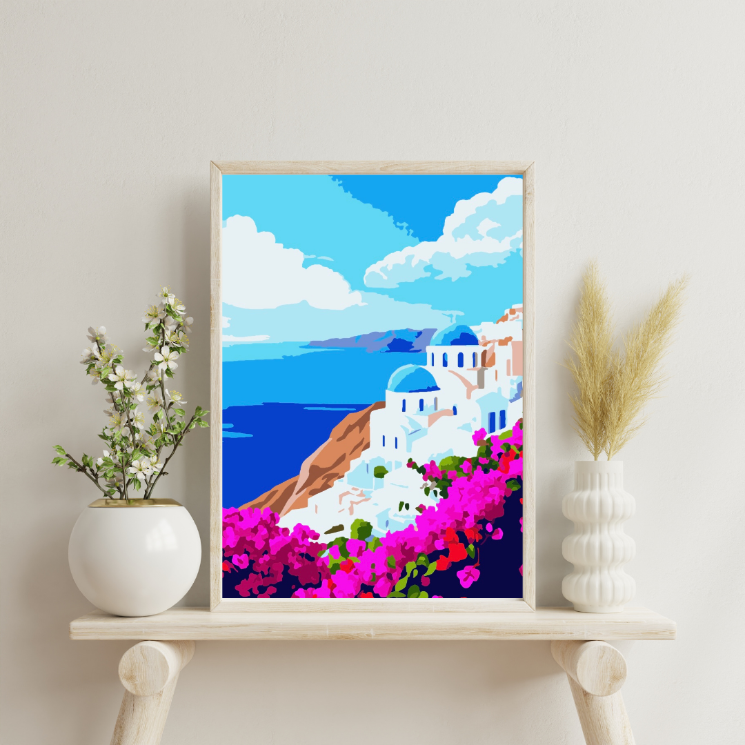 Santorini Bliss: Paint-by-Number Collection (24/36/48 colors | No Frame)