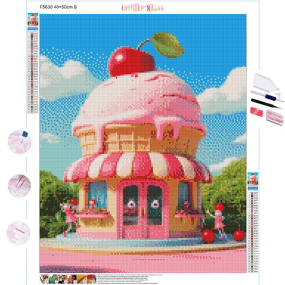 Strawberry Ice Cream Shop: Diamond Painting Collection