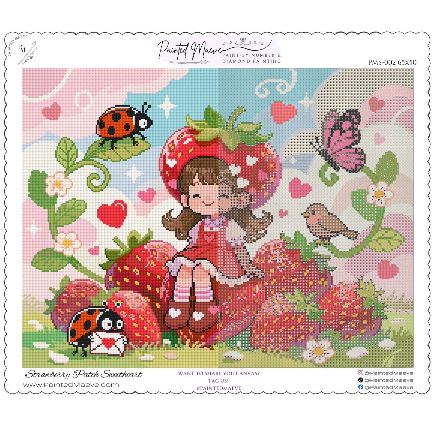 Strawberry Patch Sweetheart: Hand-Rendered Diamond Painting Valentine Collection