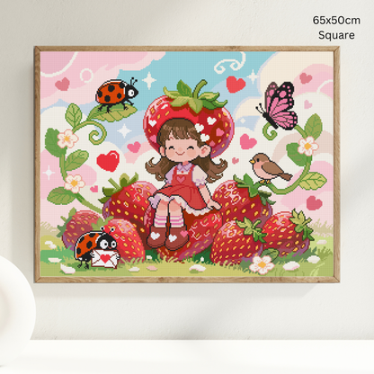 Strawberry Patch Sweetheart: Hand-Rendered Diamond Painting Valentine Collection