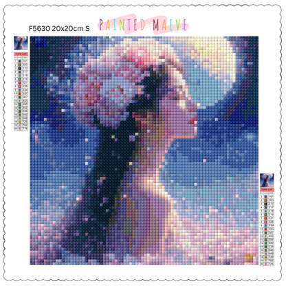 Moonlit Blossom Enchantress: Diamond Painting Collection