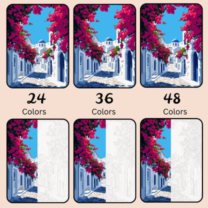 Santorini Serenity: Paint-by-Number Collection (24/36/48 colors | No Frame)