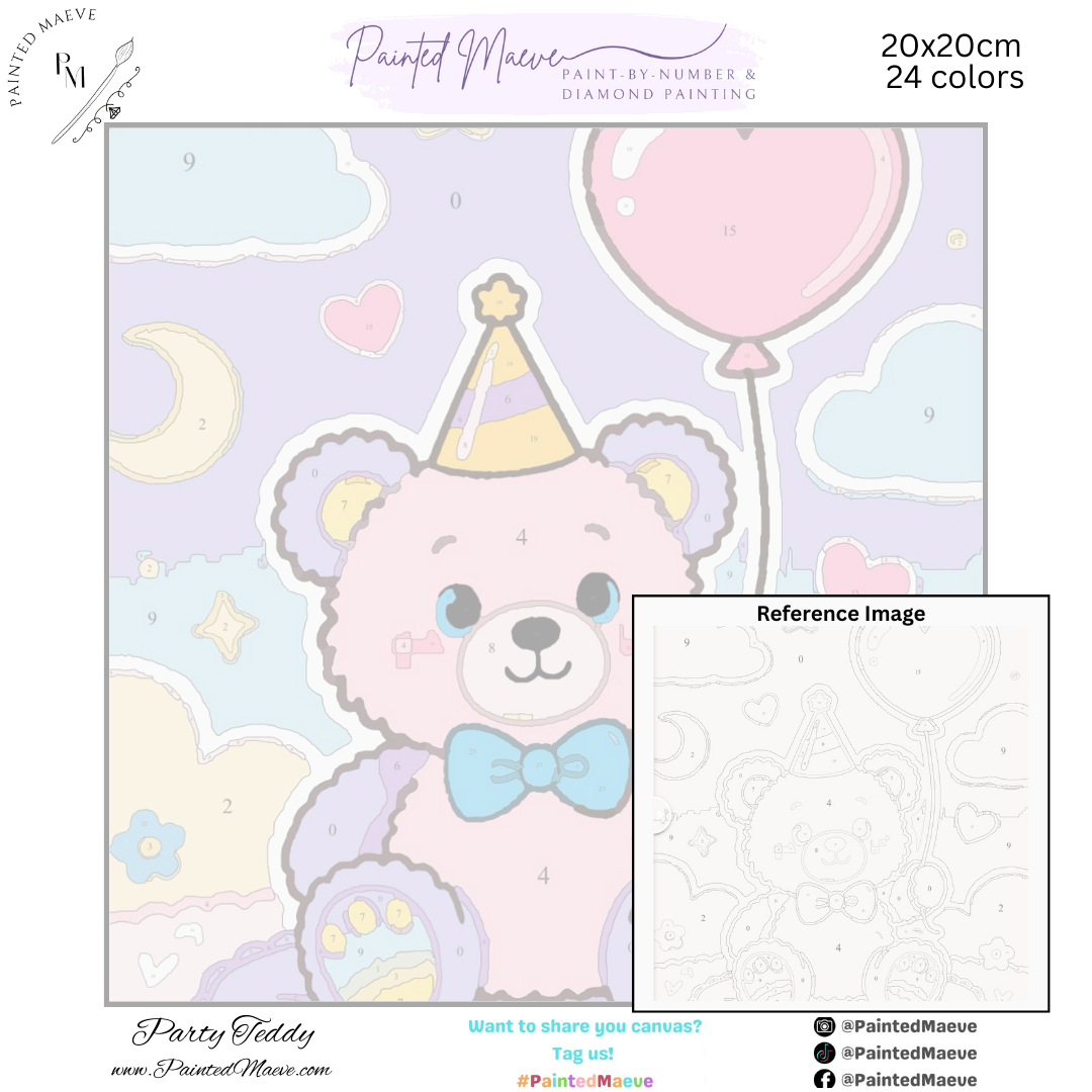 Party Teddy: Paint-by-Number Collection (24/36/48 colors | No Frame)